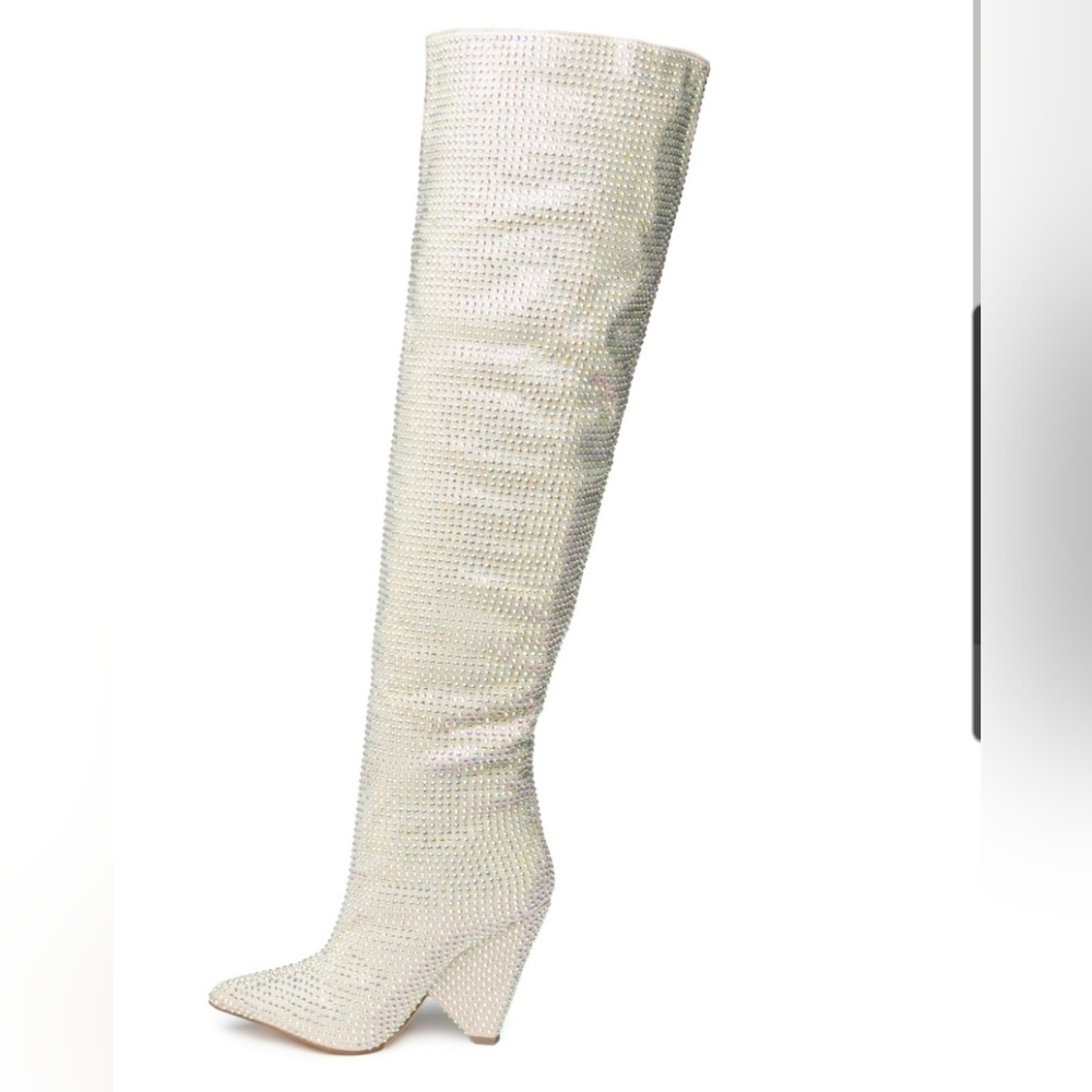 Ladies thigh high rhinestone boots - Picture 3 of 3